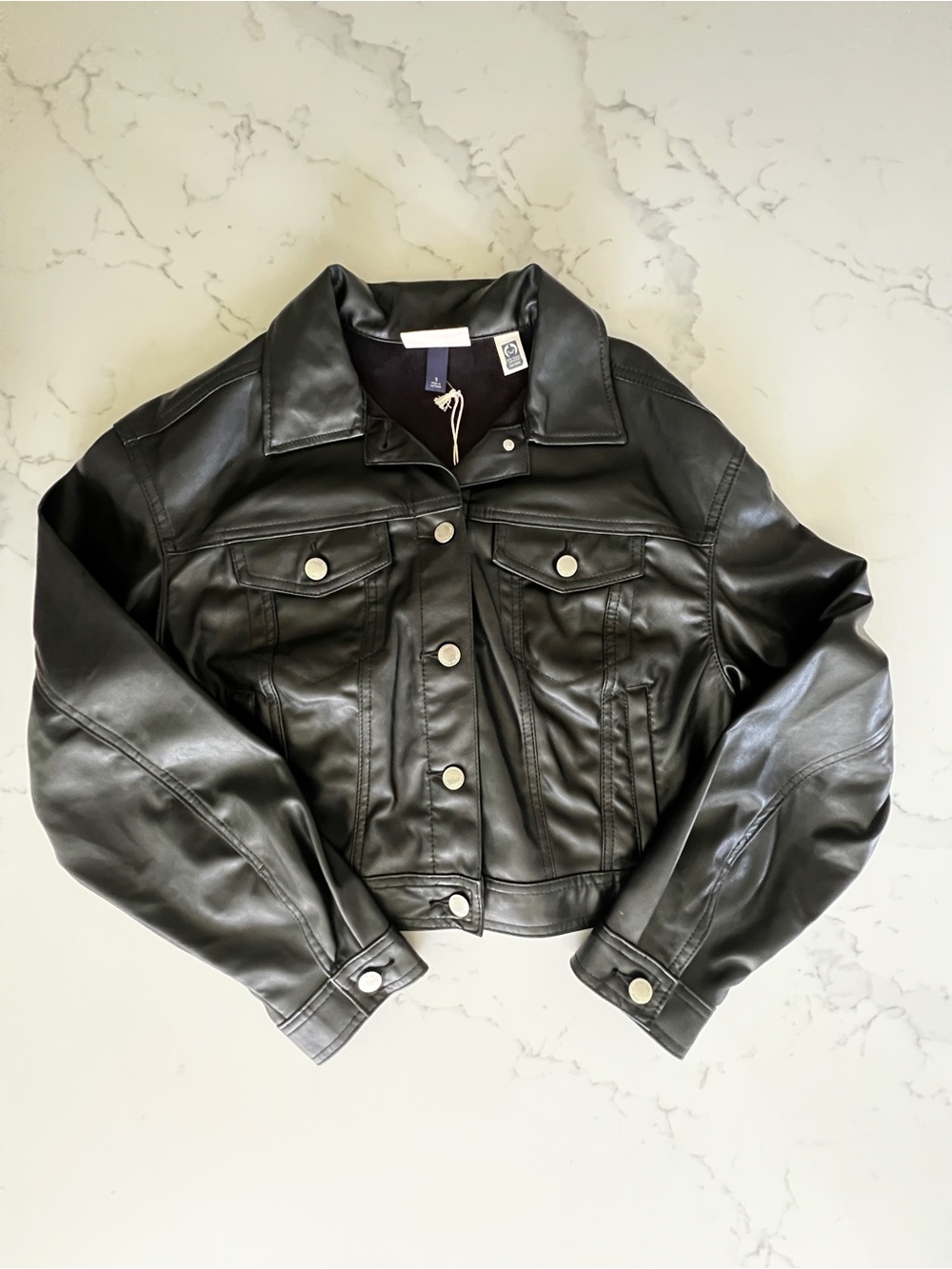 Universal Thread Black Faux Leather Cropped Jacket